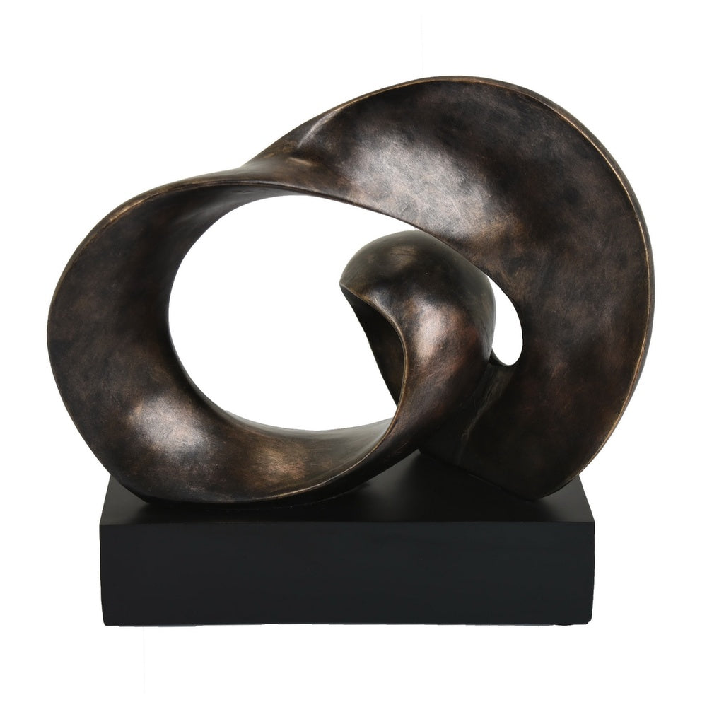 Tabletop Décor, Abstract Loop Sculpture, Plinth Base Bronze Black,11 Inch-BM353439