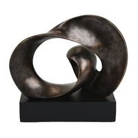 Tabletop Décor, Abstract Loop Sculpture, Plinth Base Bronze Black,11 Inch-BM353439