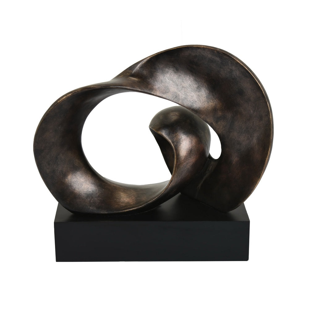 Tabletop Décor, Abstract Loop Sculpture, Plinth Base Bronze Black,11 Inch-BM353439