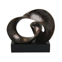 Tabletop Décor, Abstract Loop Sculpture, Plinth Base Bronze Black,11 Inch-BM353439
