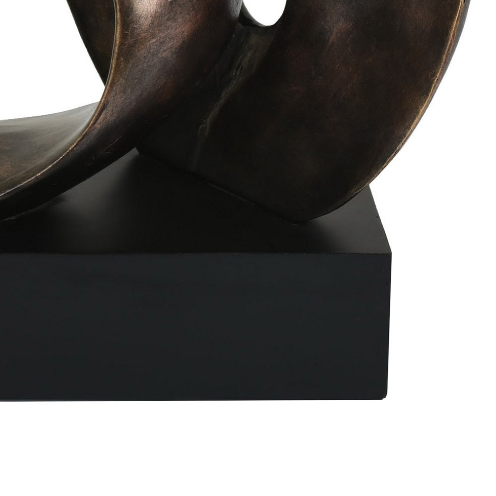 Tabletop Décor, Abstract Loop Sculpture, Plinth Base Bronze Black,11 Inch-BM353439