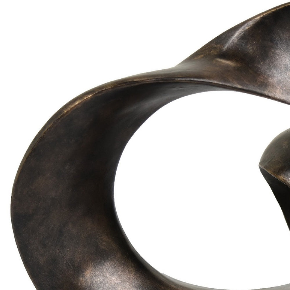 Tabletop Décor, Abstract Loop Sculpture, Plinth Base Bronze Black,11 Inch-BM353439