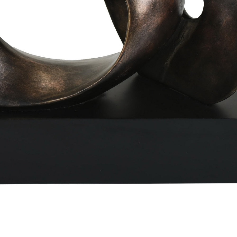 Tabletop Décor, Abstract Loop Sculpture, Plinth Base Bronze Black,11 Inch-BM353439