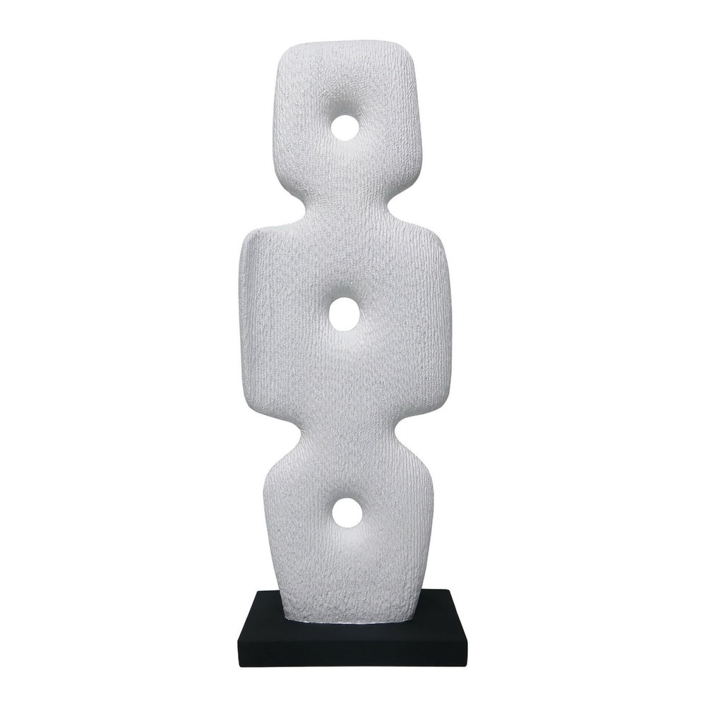 Abstract Totem Sculpture, Cutout Center, Pedestal, White Resin 20 Inch-BM353440