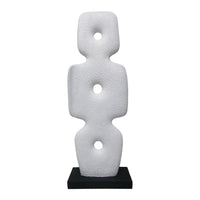 Abstract Totem Sculpture, Cutout Center, Pedestal, White Resin 20 Inch-BM353440