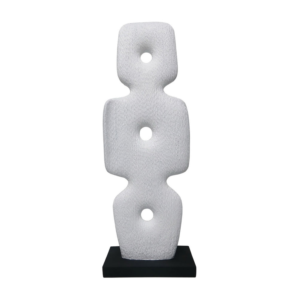 Abstract Totem Sculpture, Cutout Center, Pedestal, White Resin 20 Inch-BM353440