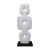 Abstract Totem Sculpture, Cutout Center, Pedestal, White Resin 20 Inch-BM353440