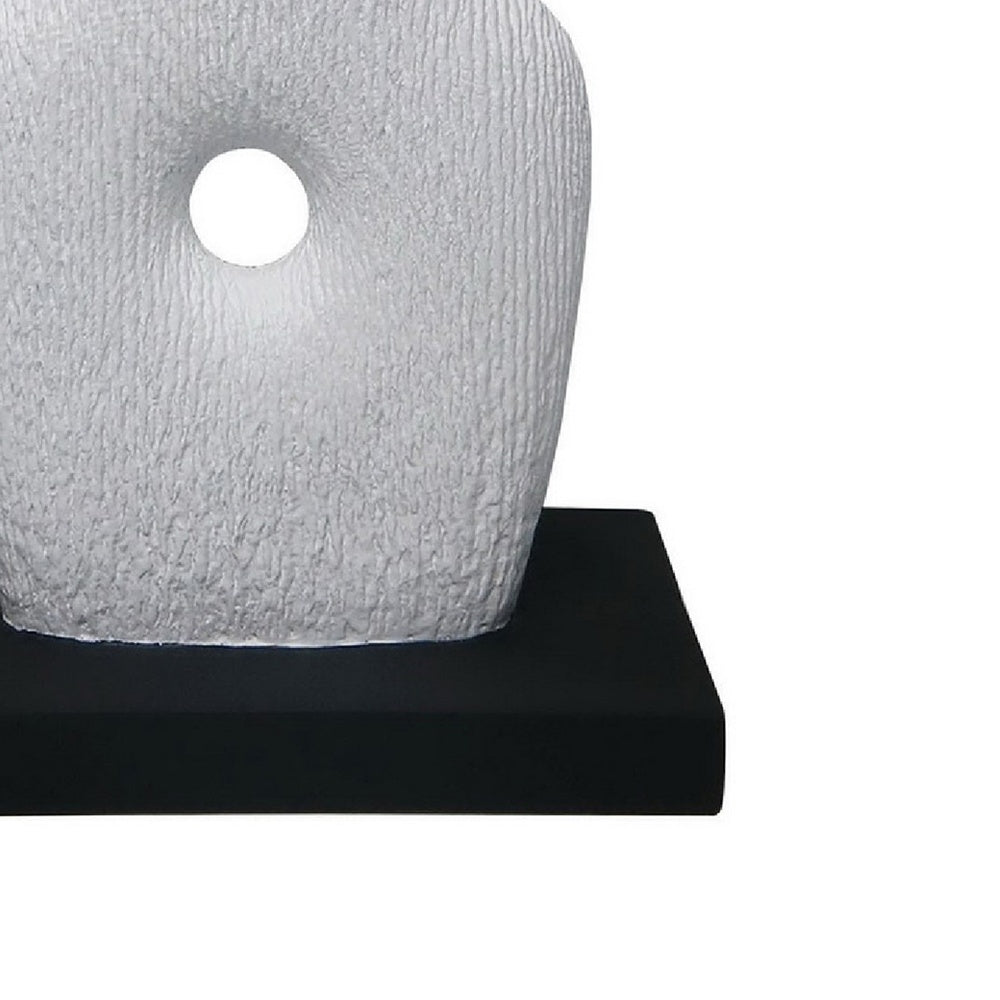 Abstract Totem Sculpture, Cutout Center, Pedestal, White Resin 20 Inch-BM353440