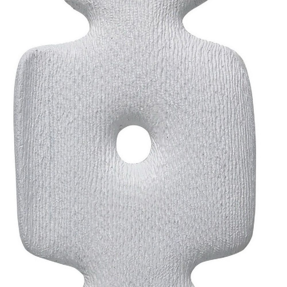 Abstract Totem Sculpture, Cutout Center, Pedestal, White Resin 20 Inch-BM353440