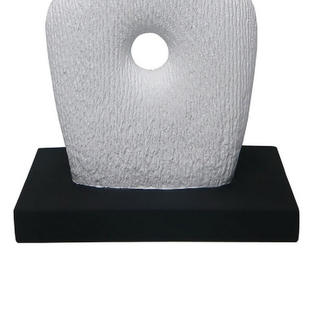 Abstract Totem Sculpture, Cutout Center, Pedestal, White Resin 20 Inch-BM353440