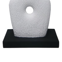 Abstract Totem Sculpture, Cutout Center, Pedestal, White Resin 20 Inch-BM353440