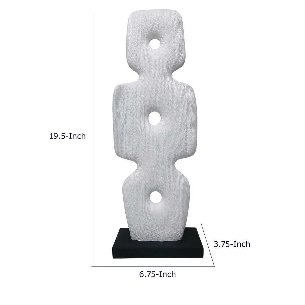 Abstract Totem Sculpture, Cutout Center, Pedestal, White Resin 20 Inch-BM353440