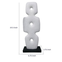 Abstract Totem Sculpture, Cutout Center, Pedestal, White Resin 20 Inch-BM353440