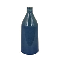 Decorative Vase, Bottle Shape, Narrow Neck, Speckled Blue Ceramic 15 Inch-BM353441