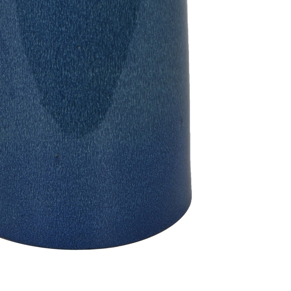 Decorative Vase, Bottle Shape, Narrow Neck, Speckled Blue Ceramic 15 Inch-BM353441