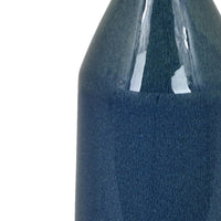 Decorative Vase, Bottle Shape, Narrow Neck, Speckled Blue Ceramic 15 Inch-BM353441