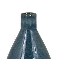 Decorative Vase, Bottle Shape, Narrow Neck, Speckled Blue Ceramic 15 Inch-BM353441