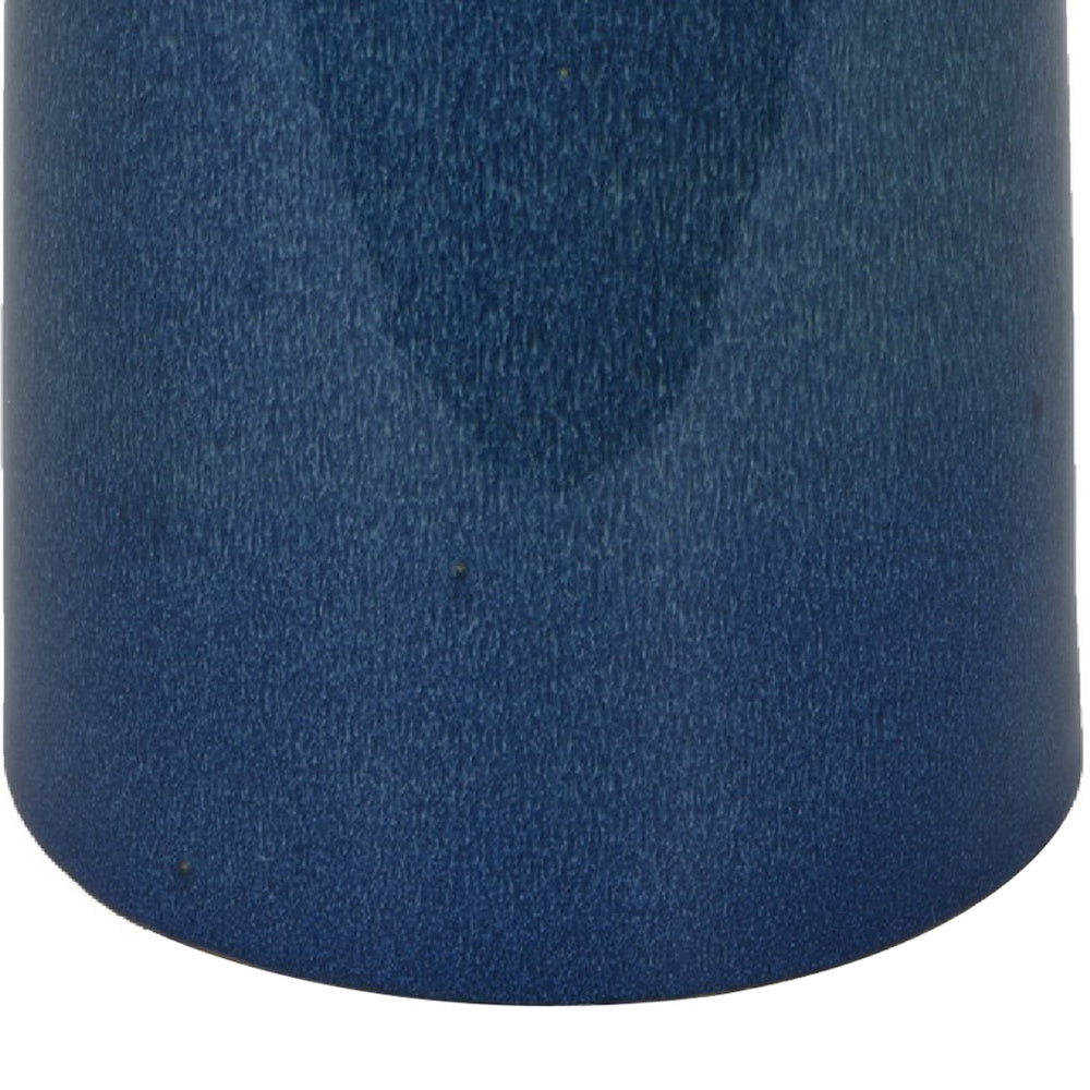 Decorative Vase, Bottle Shape, Narrow Neck, Speckled Blue Ceramic 15 Inch-BM353441