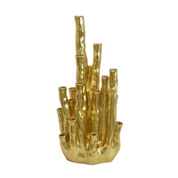 Decorative Coral Vase, Multi Stem Design, Gold Resin 19 Inch-BM353442