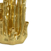 Decorative Coral Vase, Multi Stem Design, Gold Resin 19 Inch-BM353442