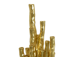 Decorative Coral Vase, Multi Stem Design, Gold Resin 19 Inch-BM353442