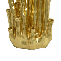 Decorative Coral Vase, Multi Stem Design, Gold Resin 19 Inch-BM353442
