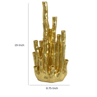 Decorative Coral Vase, Multi Stem Design, Gold Resin 19 Inch-BM353442