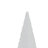 Decorative Pyramid Sculpture, Horizontally Ribbed White Resin 15 Inch-BM353443