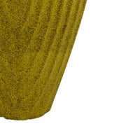 Kathy Decorative Vase, Asymmetrical Rim, Ribbed Yellow Ceramic 15 Inch-BM353445