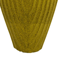 Kathy Decorative Vase, Asymmetrical Rim, Ribbed Yellow Ceramic 15 Inch-BM353445
