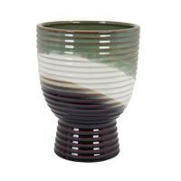 Decorative Planter, Tapered Body, Flared Pedestal, Gray Ceramic 10 Inch-BM353446