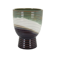 Decorative Planter, Tapered Body, Flared Pedestal, Gray Ceramic 10 Inch-BM353446