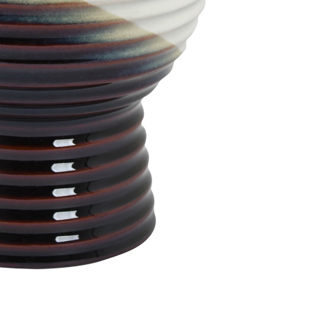 Decorative Planter, Tapered Body, Flared Pedestal, Gray Ceramic 10 Inch-BM353446