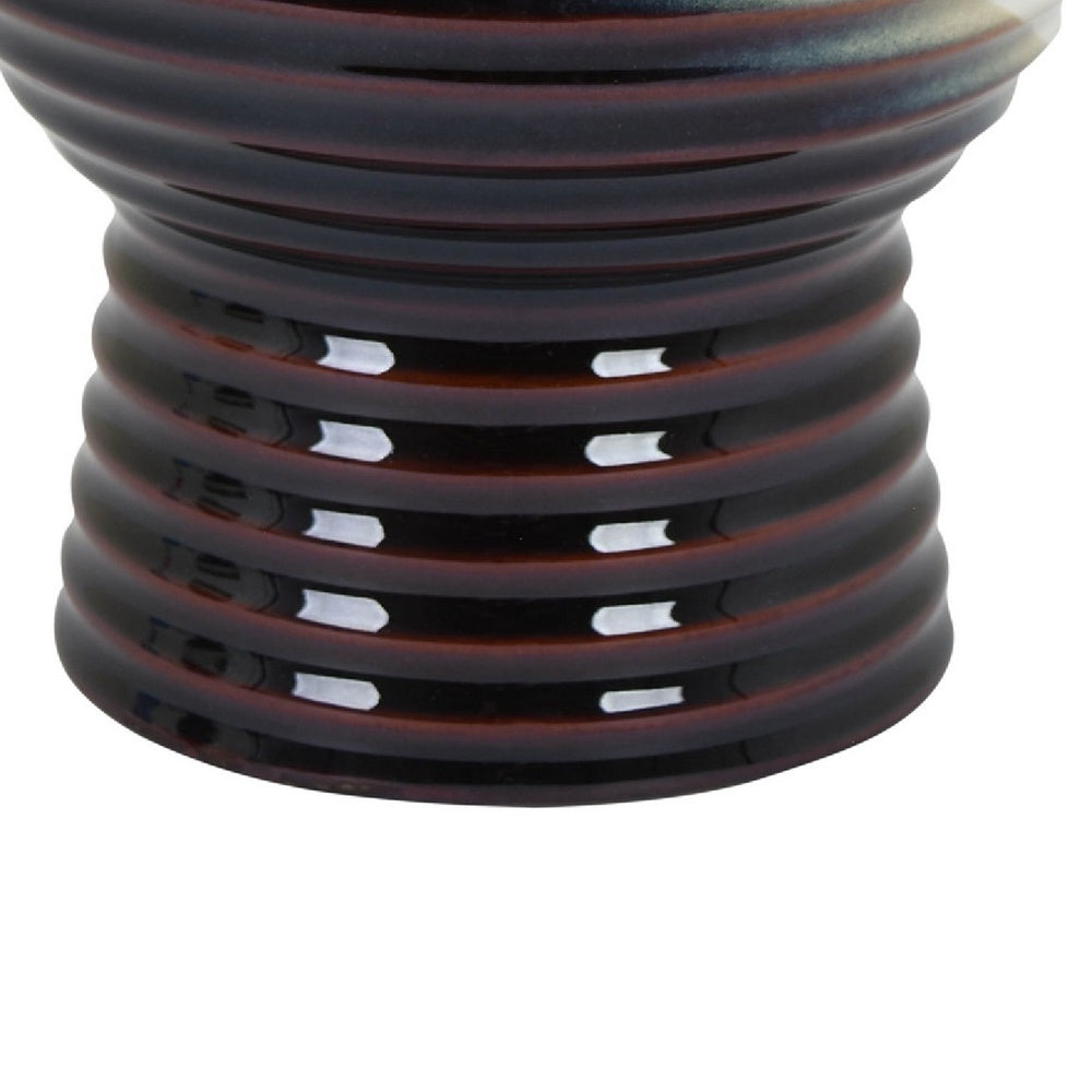 Decorative Planter, Tapered Body, Flared Pedestal, Gray Ceramic 10 Inch-BM353446