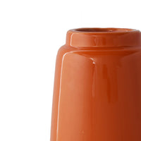 Decorative Vase, Cylindric Body, Narrow Top, Burnt Orange Ceramic 12 Inch-BM353447
