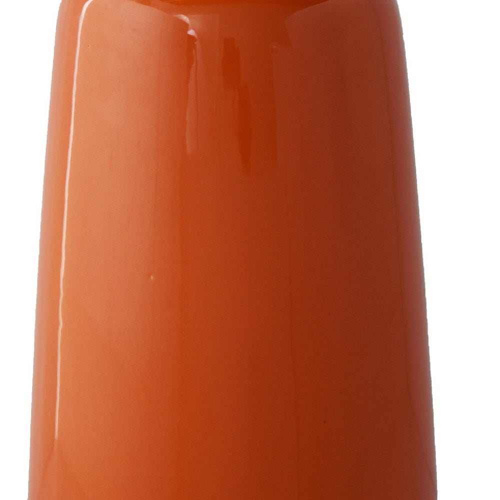 Decorative Vase, Cylindric Body, Narrow Top, Burnt Orange Ceramic 12 Inch-BM353447