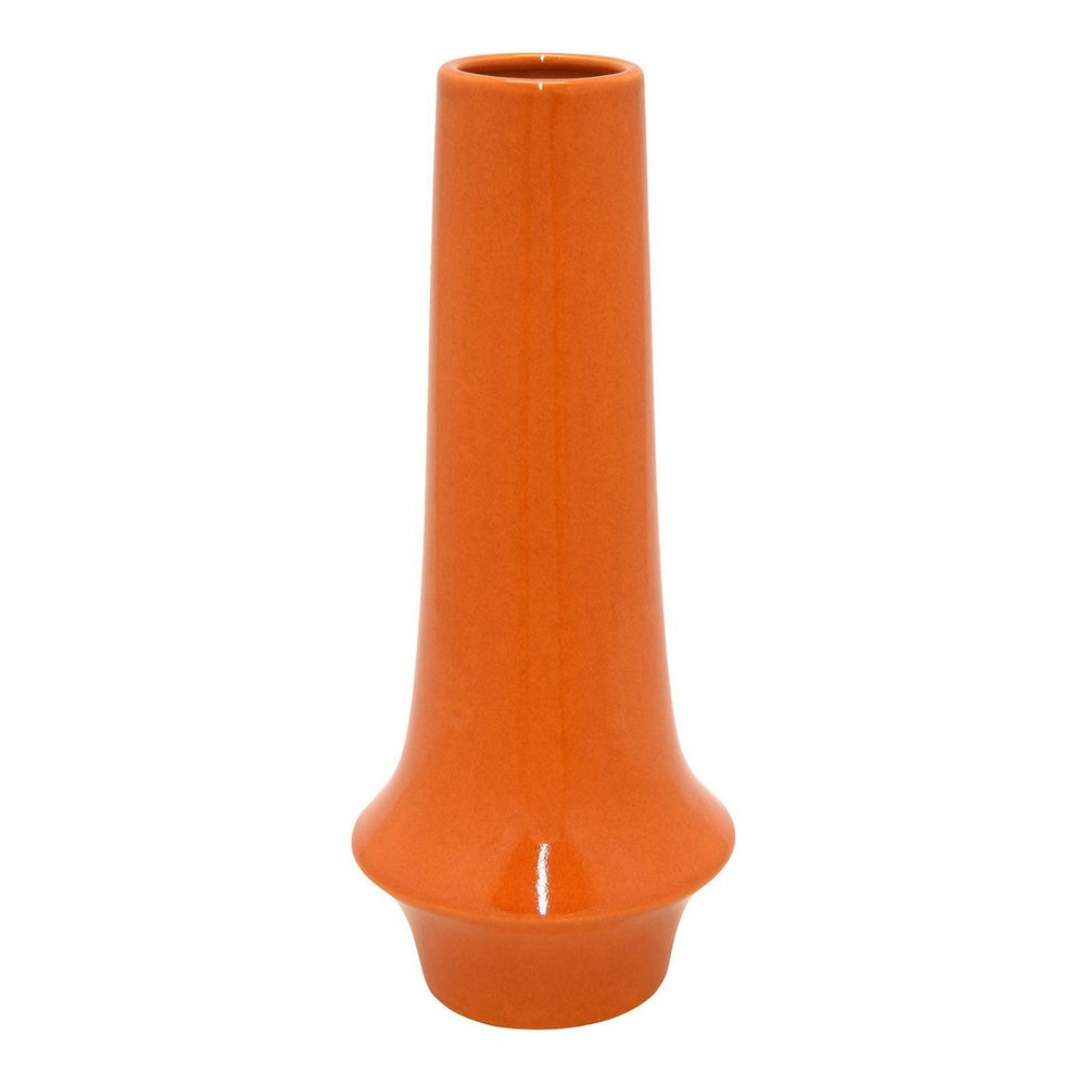 Seny Decorative Vase, Narrow Neck, Flared Base, Orange Ceramic 16 Inch-BM353448