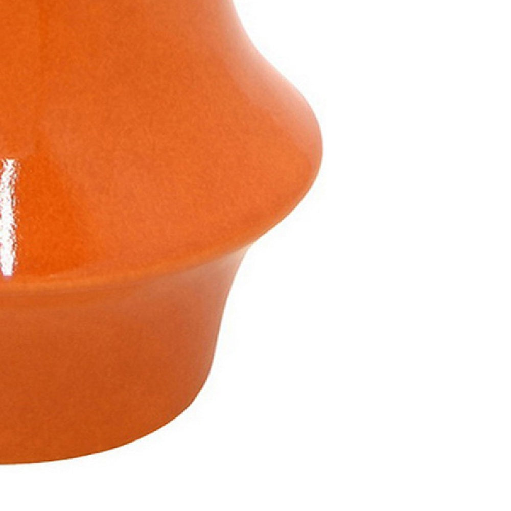 Seny Decorative Vase, Narrow Neck, Flared Base, Orange Ceramic 16 Inch-BM353448