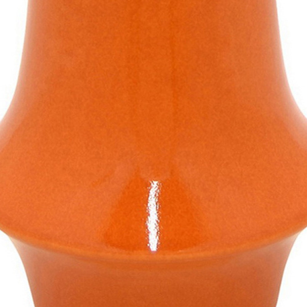 Seny Decorative Vase, Narrow Neck, Flared Base, Orange Ceramic 16 Inch-BM353448