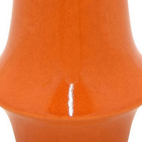 Seny Decorative Vase, Narrow Neck, Flared Base, Orange Ceramic 16 Inch-BM353448