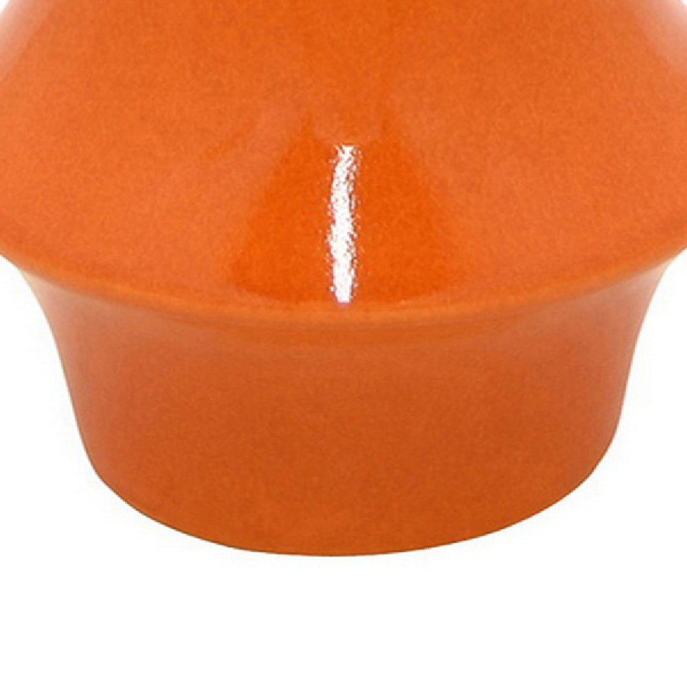 Seny Decorative Vase, Narrow Neck, Flared Base, Orange Ceramic 16 Inch-BM353448