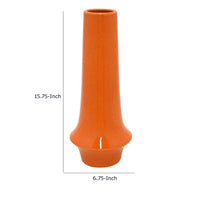 Seny Decorative Vase, Narrow Neck, Flared Base, Orange Ceramic 16 Inch-BM353448