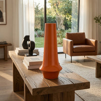 Seny Decorative Vase, Narrow Neck, Flared Base, Orange Ceramic 16 Inch-BM353448