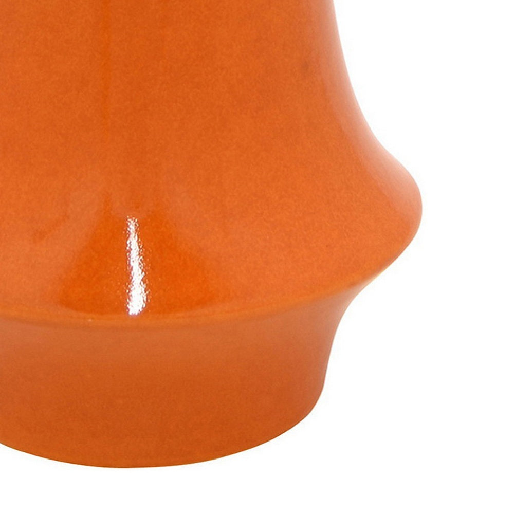 Seny Decorative Vase, Narrow Neck, Flared Base, Orange Ceramic 12 Inch-BM353449