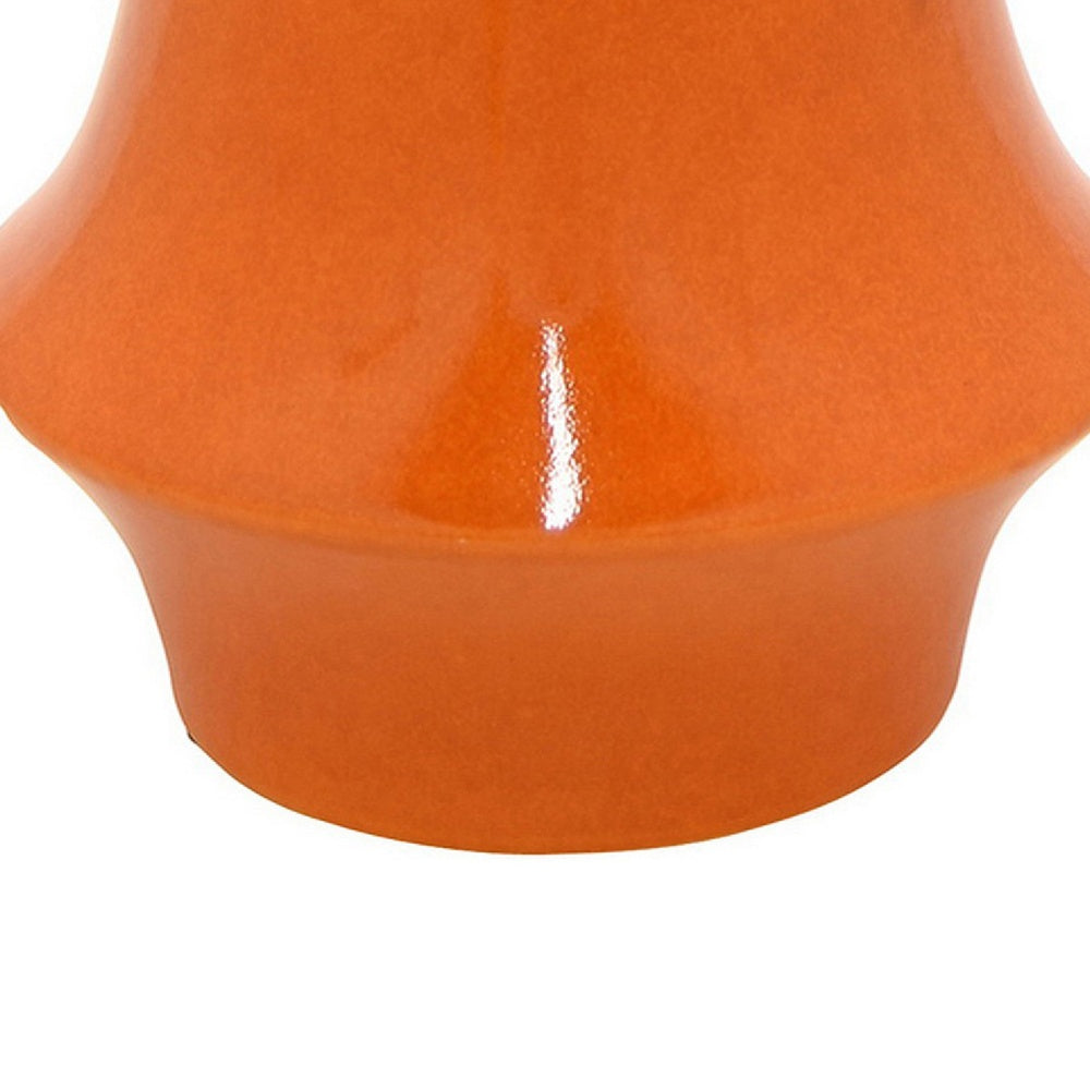 Seny Decorative Vase, Narrow Neck, Flared Base, Orange Ceramic 12 Inch-BM353449