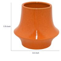 Seny Decorative Vase, Narrow Neck, Flared Base, Orange Ceramic 9 Inch-BM353450
