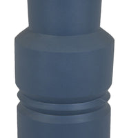 Sculptural Totem Vase, Stacked Geometric Accents, Blue Ceramic 16 Inch-BM353451