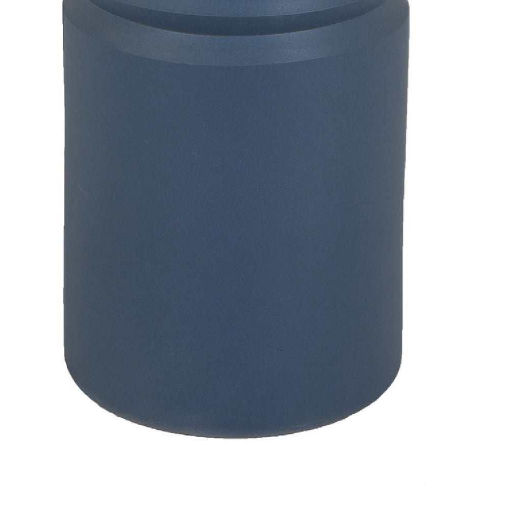 Sculptural Totem Vase, Stacked Geometric Accents, Blue Ceramic 16 Inch-BM353451
