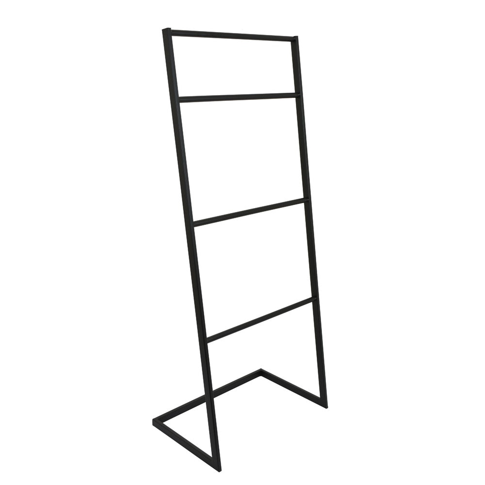Freestanding Towel Quilt Rack, 4 Rungs, Built-in Base, Black Metal 39 Inch-BM353452