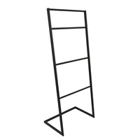 Freestanding Towel Quilt Rack, 4 Rungs, Built-in Base, Black Metal 39 Inch-BM353452